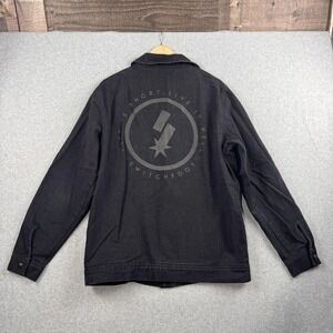 Switchfoot Denim Jacket Mens XL Black Graphic Trucker Band Rock Grunge Jean
